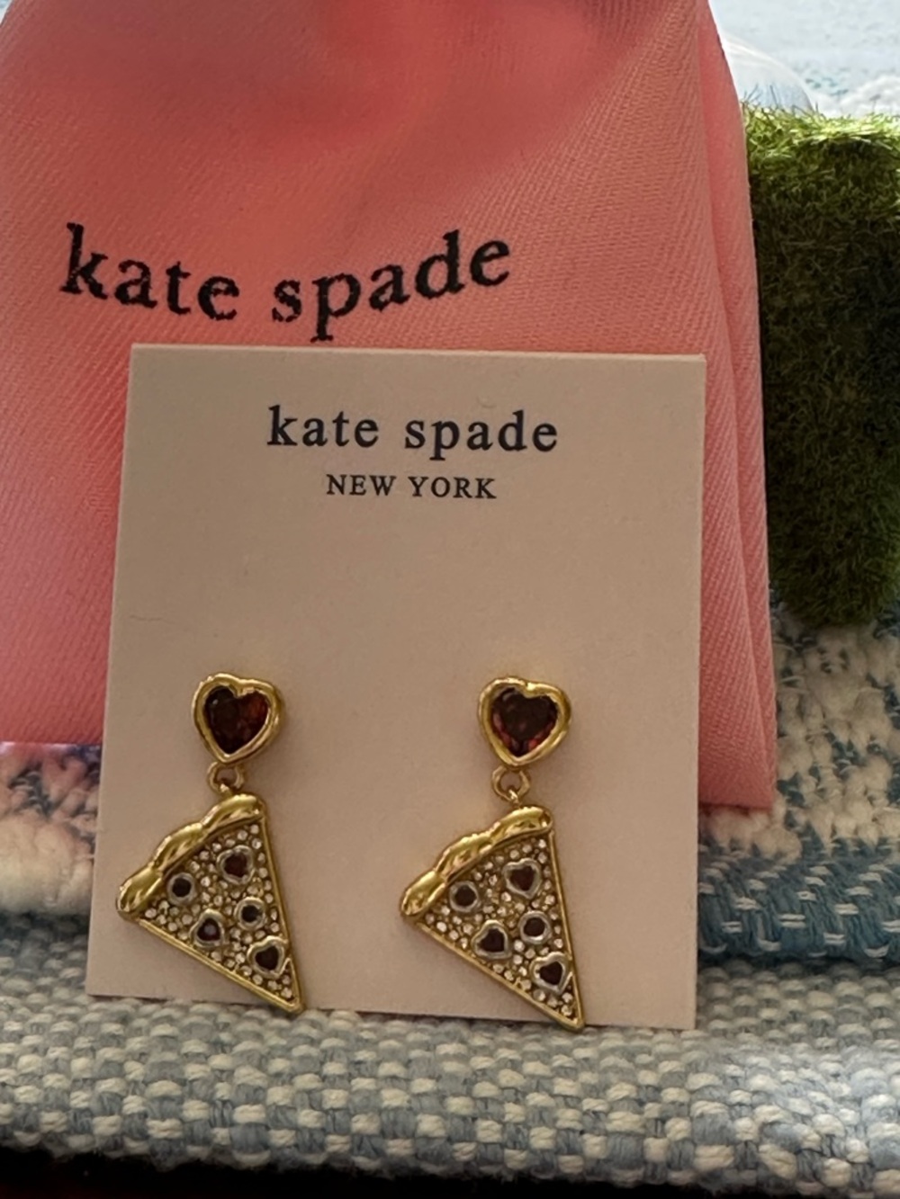 Kate Spade Gold-Tone Stone & Pavé Pizza Drop Earrings‎